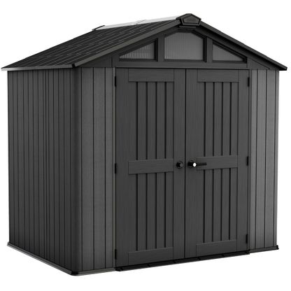 Stronghold 8x6ft Premium Outdoor Storage Shed – 2.5m x 1.7m Grey Resin Garden Shed