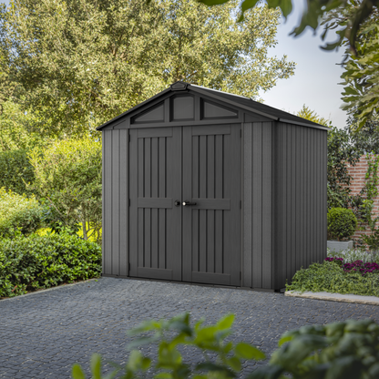 Stronghold 8x6ft Premium Outdoor Storage Shed – 2.5m x 1.7m Grey Resin Garden Shed
