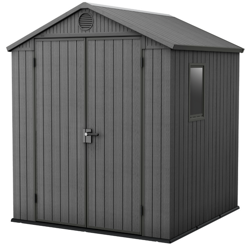 Darwin 6x6ft Premium Outdoor Garden Shed – 1.9m x 1.8m Grey Resin Storage Shed