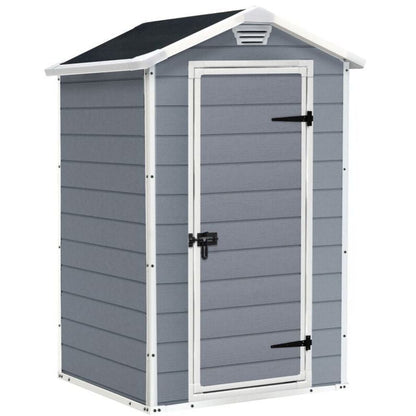 Manor 4x3ft Slim Outdoor Garden Shed – 1.2m x 0.9m Weather-Resistant Resin Storage Shed