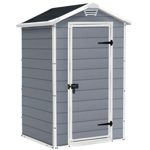 Manor 4x3ft Slim Outdoor Garden Shed – 1.2m x 0.9m Weather-Resistant Resin Storage Shed