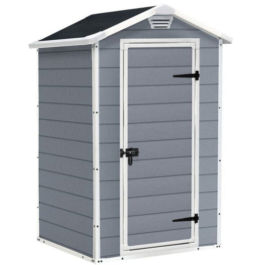 Manor 4x3ft Slim Outdoor Garden Shed – 1.2m x 0.9m Weather-Resistant Resin Storage Shed