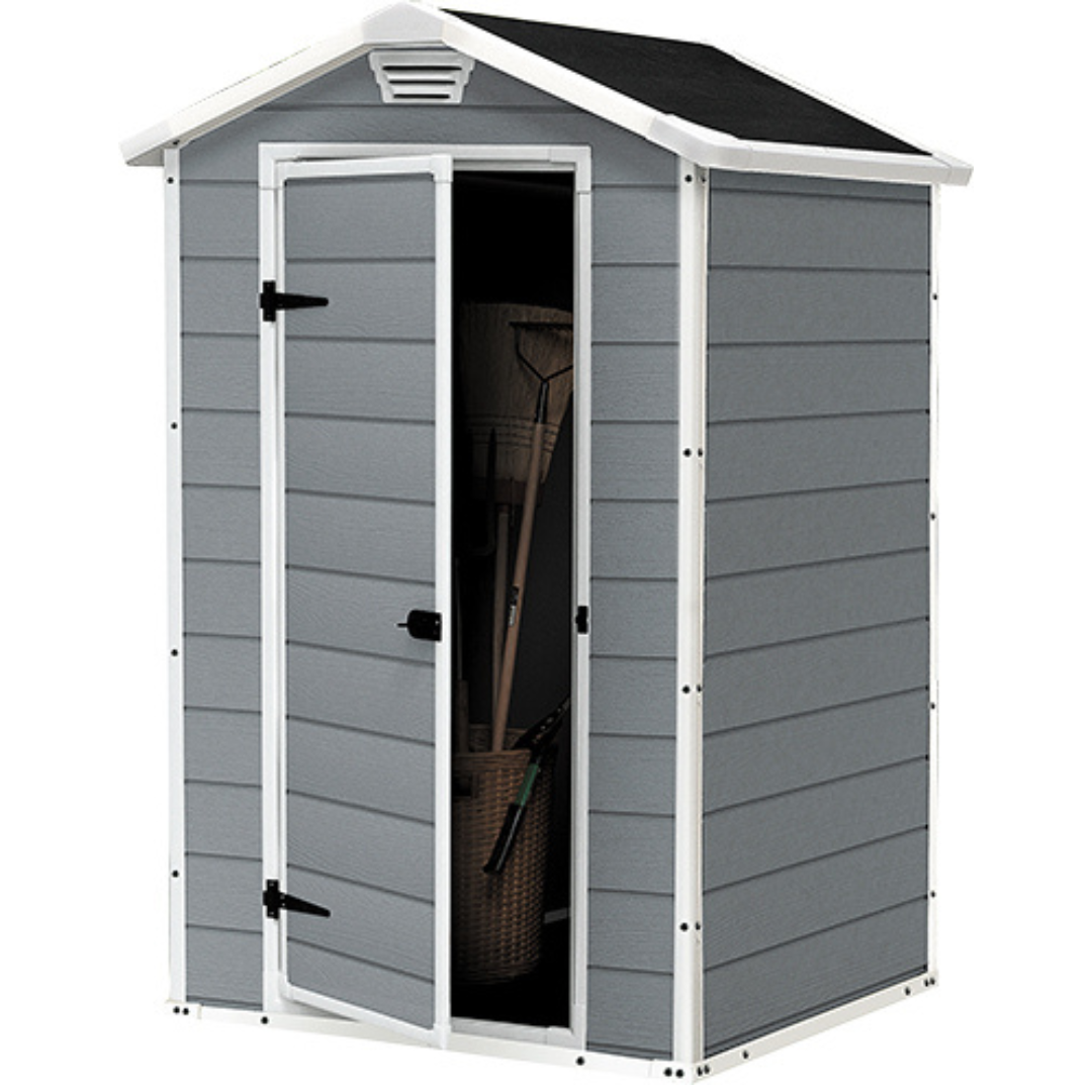 Manor 4x3ft Slim Outdoor Garden Shed – 1.2m x 0.9m Weather-Resistant Resin Storage Shed