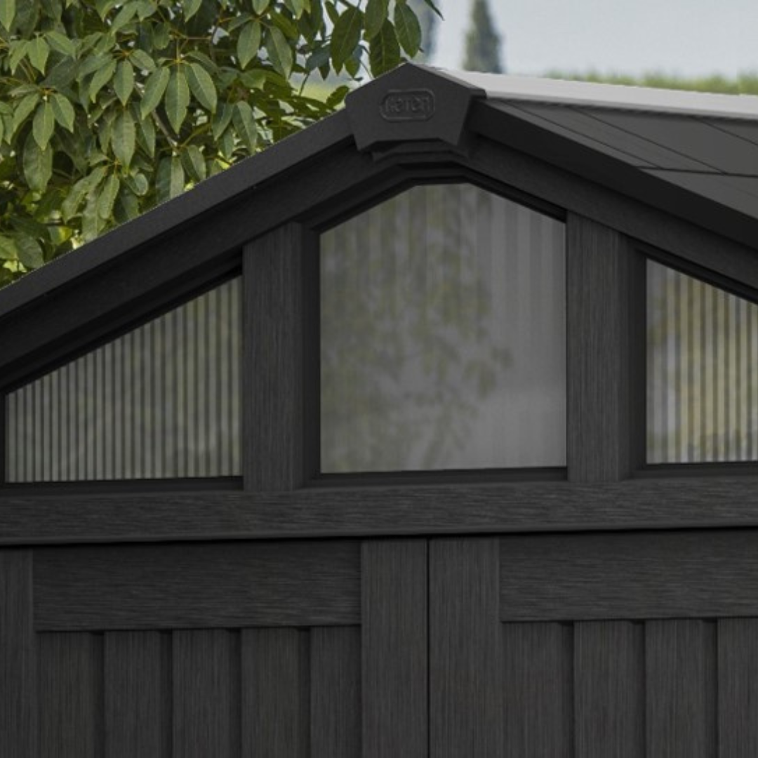 Stronghold 10x15ft Premium Outdoor Storage Shed – 3m x 4.5m Grey Resin Garden Shed