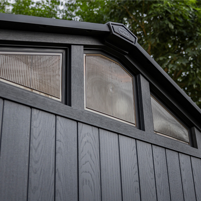 Stronghold 10x15ft Premium Outdoor Storage Shed – 3m x 4.5m Grey Resin Garden Shed